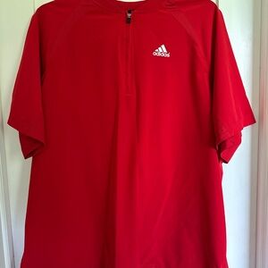 Adidas Red Short Sleeve Tee Athletic Casual